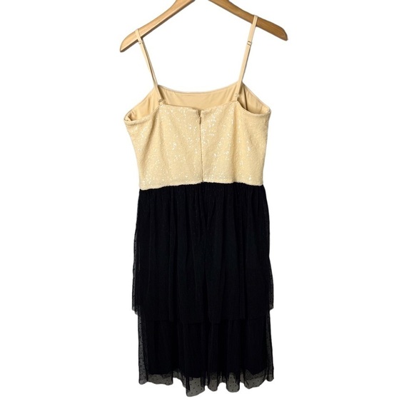 Dress The Population Kady Cocktail Dress Black Cream Sequin Size XL Wedding - Picture 3 of 8